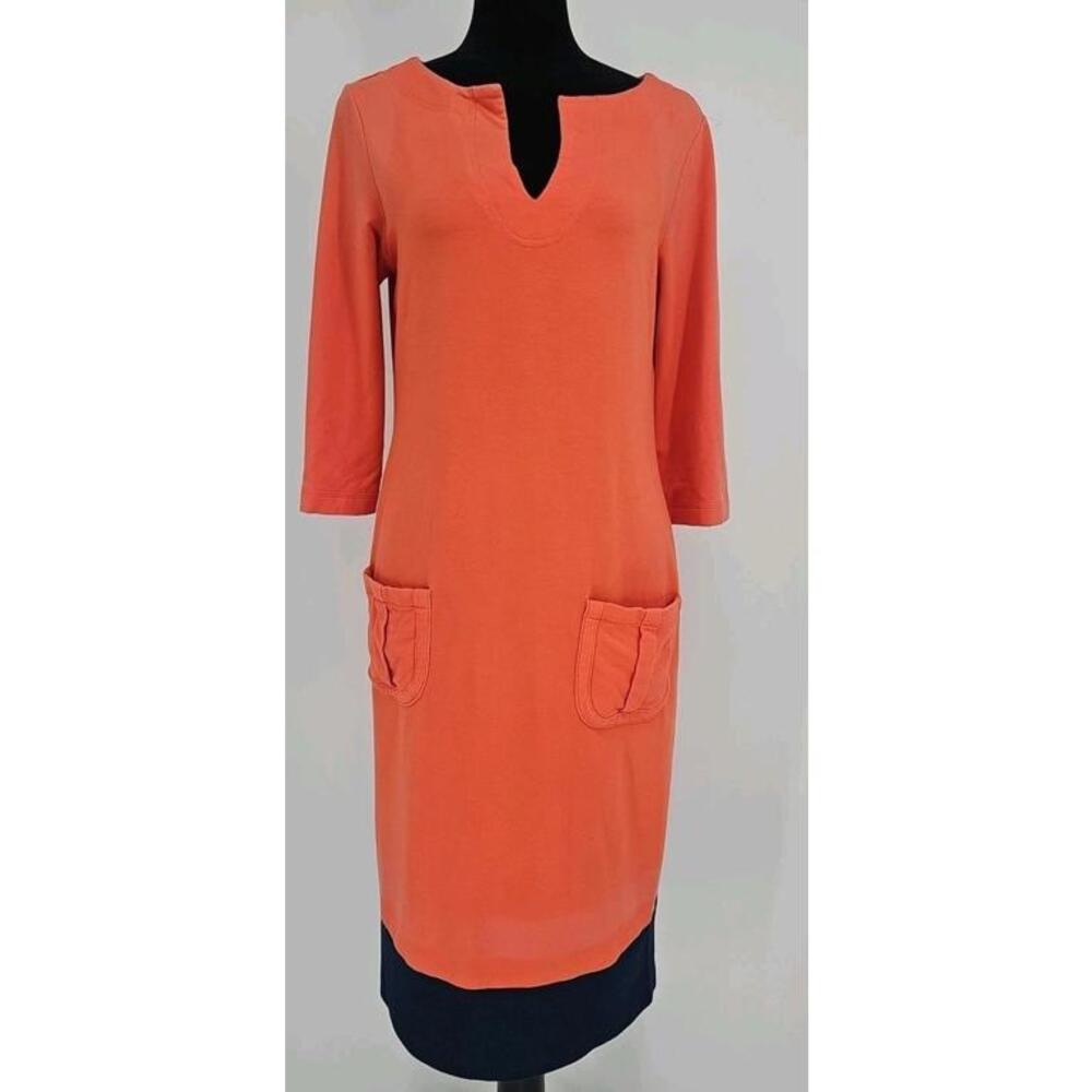 Tommy Bahama Ashby Island Jersey Dress M Coral And Blue Pockets -Sample